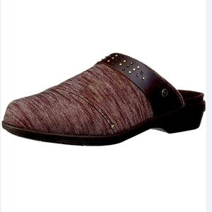 Revitalign Monterey Heathered Brown Burgundy MULES Clogs Size 9 NWOB